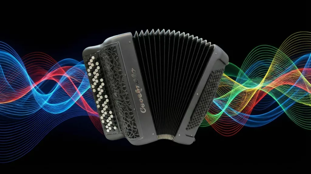 Image représentative d'un accordéon équipé de microphones Cavagnolo iMac