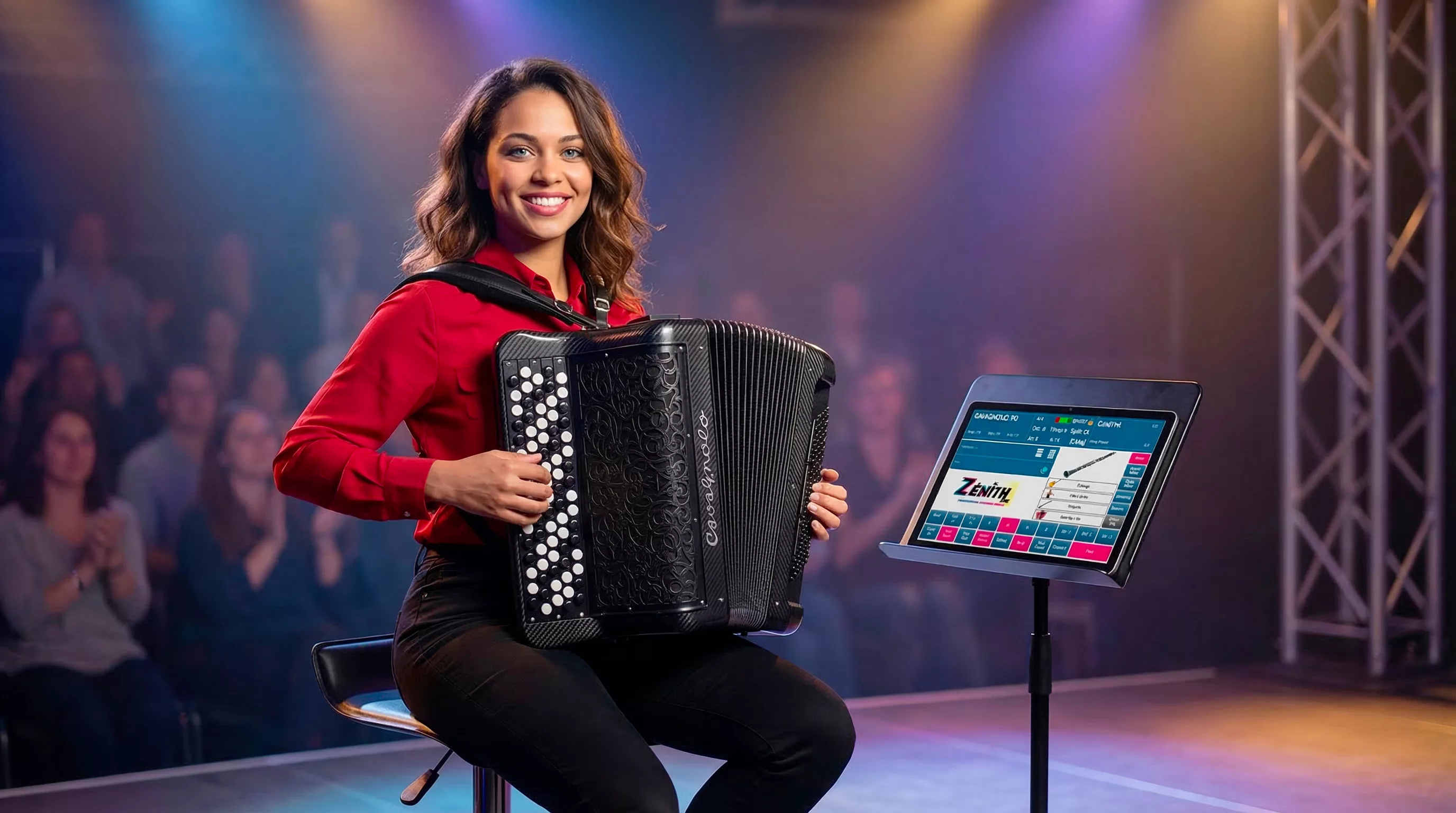 Femme jouant avec un Digit AiR Millenium et un arrangeur Zenith One Cavagnolo