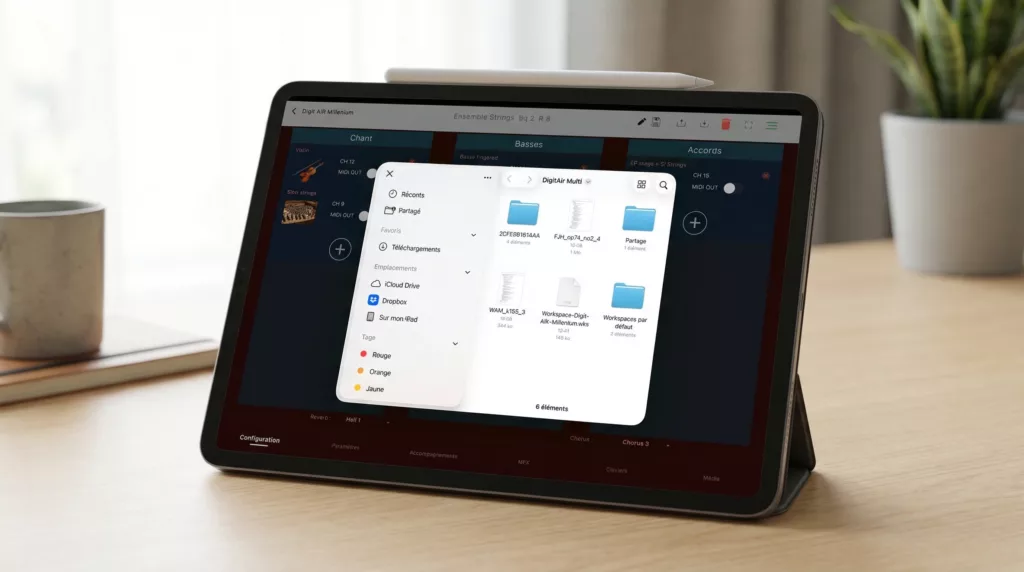Représentation de l'application Cavagnolo Digit AiR pour le chargement et le partage de fichiers.