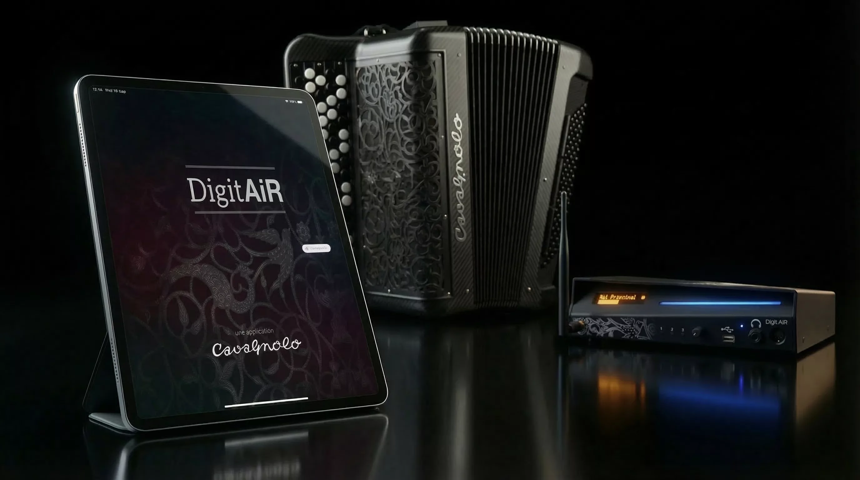 Accordéon Digit AiR Millenium Pack S version Ultime carbone avec son expandeur et l'application Cavagnolo Digit AiR