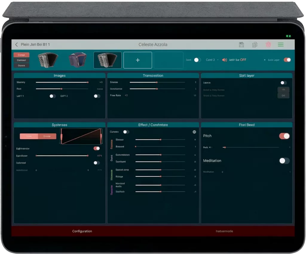 Application Cavagnolo Digit AiR. Réglage des instruments.
