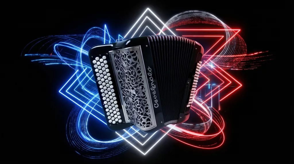 Représentation d'un accordéon Cavagnolo fabriqué en France