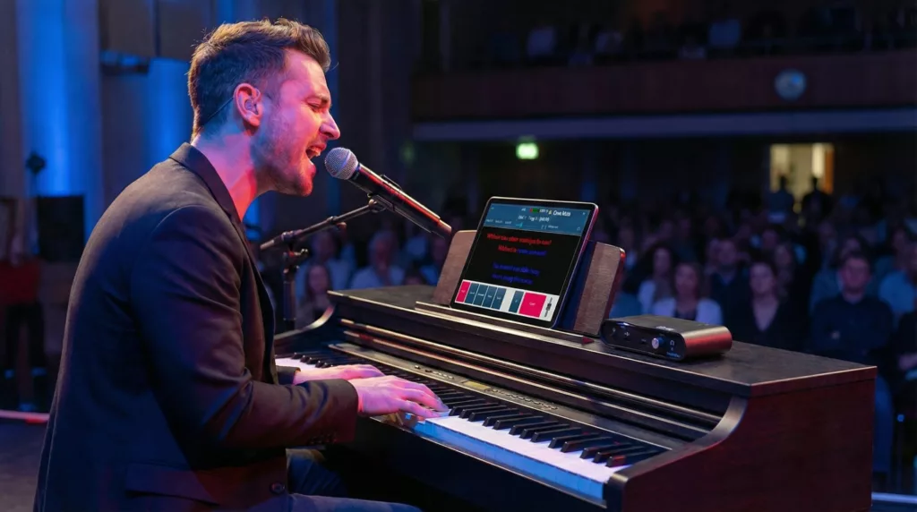 Homme qui joue et qui chante avec un arrangeur Cavagnolo Zenith One