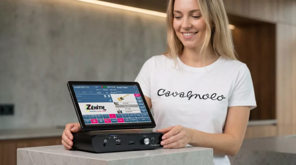 Présentation par une femme de l'arrangeur Cavagnolo Zénith One