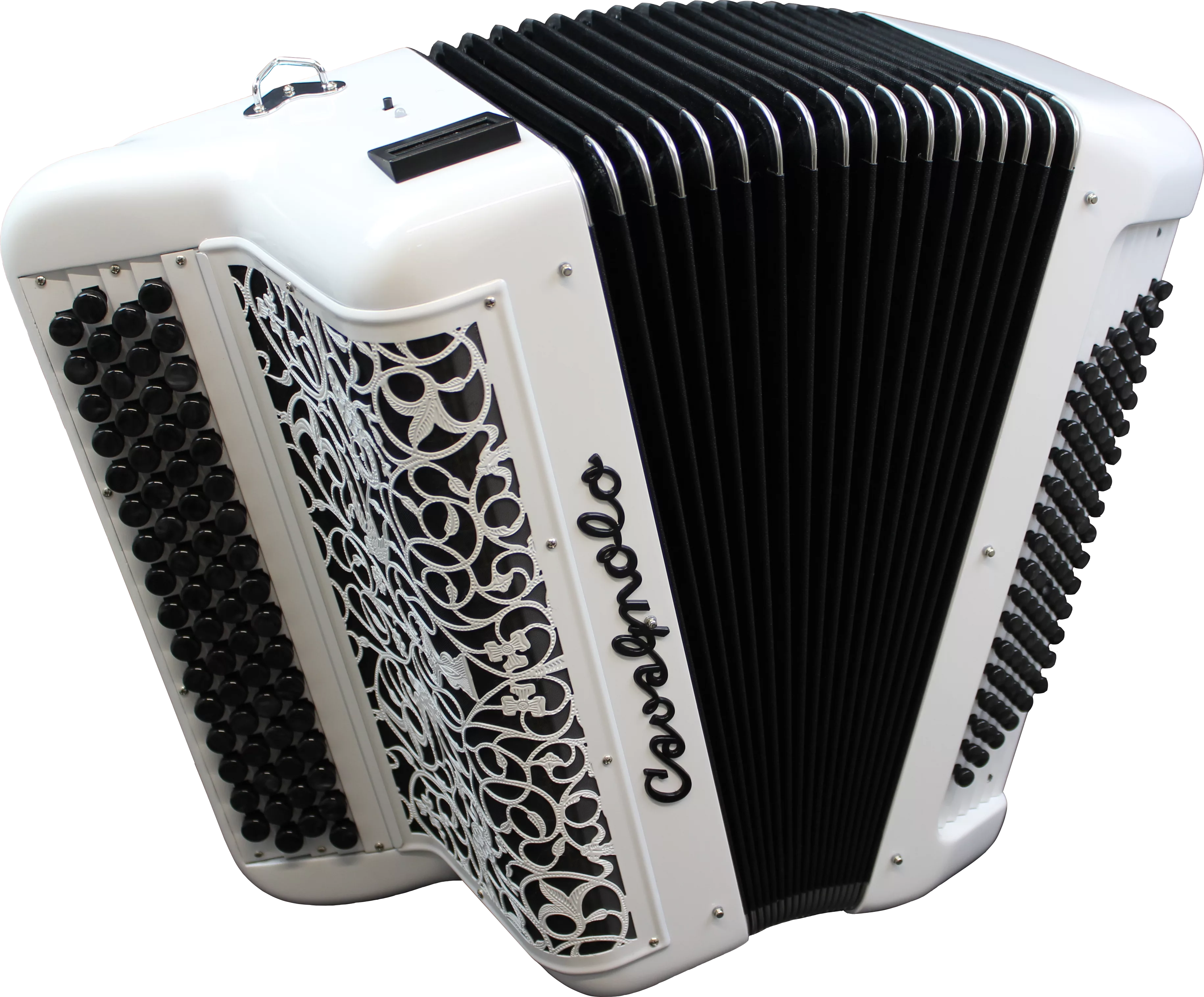 Accordéon numérique MIDI Cavagnolo Digit AiR Millenium. Finition blanc boutons noirs.